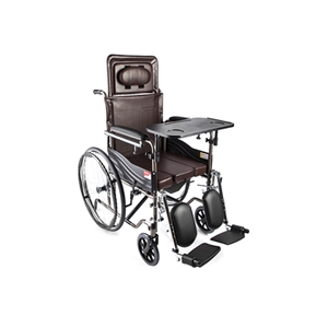 鱼跃轮椅车H059B（可折叠半躺型 带骨科脚 带坐便椅餐桌板）