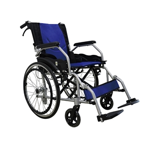 欧莱博手动轮椅车SYⅣ100-MFL808B（高强度铝合金骨架，免充气轮胎，产品可折叠，靠背可折叠、坐靠垫可拆卸、脚踏板可开合，操作更轻便灵活。）