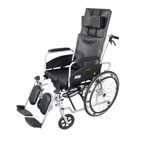 欧莱博SYIV100-MFLG813手动轮椅（铝合金材质、全躺、半躺、无极调节后躺、带便桶、护腿可升降拆卸）