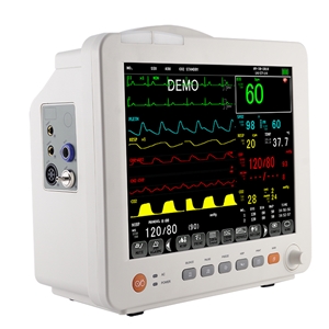 12.1寸屏,监护心电（ECG）、呼吸（RESP）、血氧饱和度（SPO2）、 无创血压（NIBP）、体温（TEMP）等主要参数