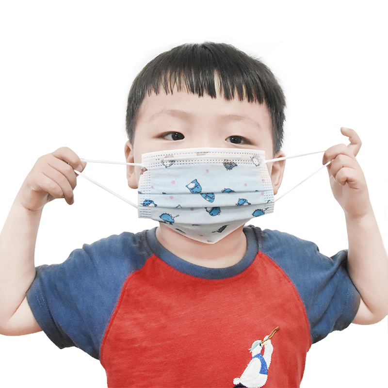 博科三层99熔喷儿童防护口罩10只袋装蓝色（图案随机发货）（99熔喷布，干净卫生，携带方便，一包起订，运费到付）