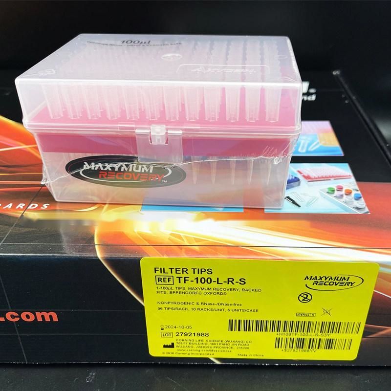 100ul盒装灭菌低吸附透明滤芯吸头（96支/盒，10盒/大盒，5大盒/箱）