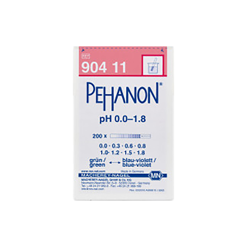 PH0.0-1.8试纸（PEHANON测试条的比色卡和反应块在同一试纸上，任何样品的颜色对两者起着相同作用，所以PEHANON测试条可以用来测有颜色溶液的pH值。）